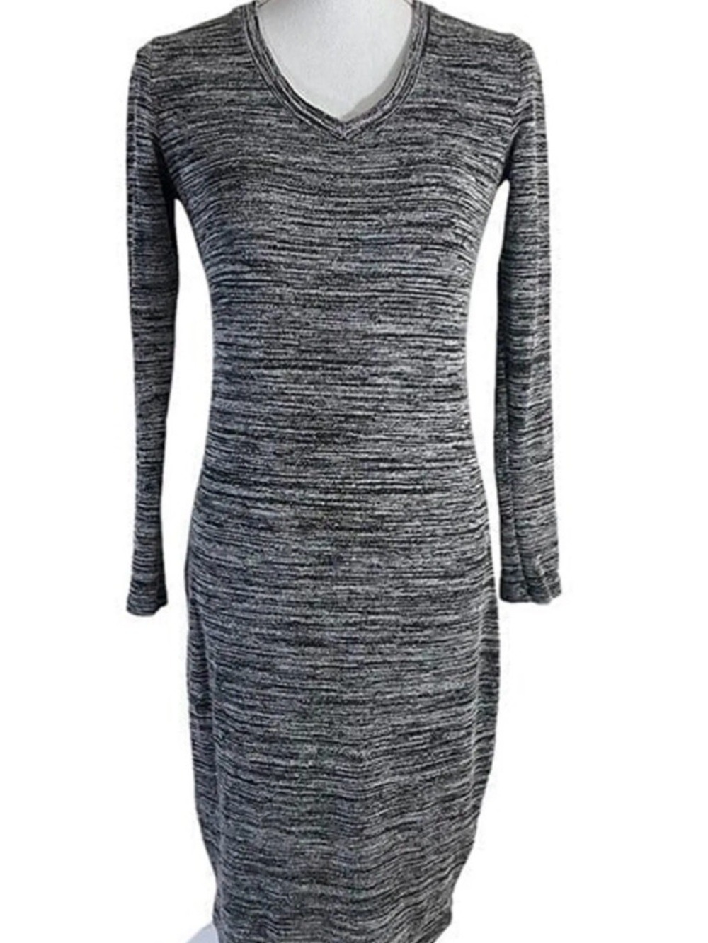 Philosophy Black & Gray Marled V-Neck Long Sleeve Dress